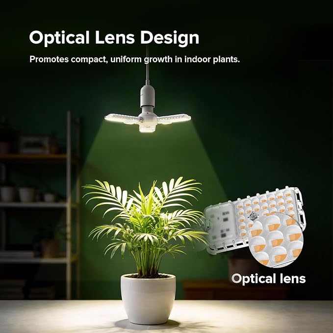 SANSI Grow Lights for Indoor Plants, 30W Plant Lights for Indoor Growing with Timer, 180° Adjustable Wings, High PPFD Full Spectrum, LED Hanging Grow Light, 16.4FT Power Cord for Tall Large Plants
