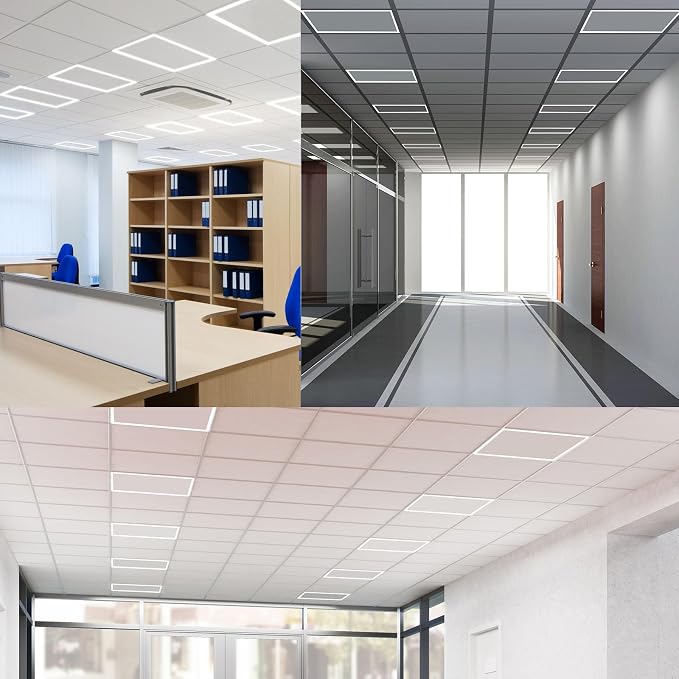 LUXRITE 2x2 FT Edge-Lit Frame LED Panel Lights, 5CCT Selectable 3000K-6500K, 2600/3900/5200LM, 20W/30W/40W Switch, Grid Drop Ceiling Lights, 0-10V Dimmable, Damp Rated, 100-277V, ETL Listed (4 Pack)