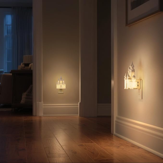 Night Lights Plug into Wall,3D Printed Castle Night Light | 3000K Soft White NightLight, 3 Level Brightness Adjustable Dimmable Nightlights with Dusk to Dawn Sensor for Bathroom Hallway