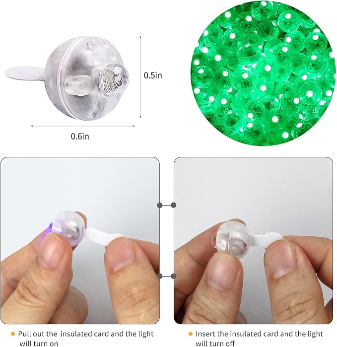 Aogist 100Pcs Green Balloon Lights with Hook,Long Standby Time,Waterproof Mini Light for Birthday Party Wedding Christmas Halloween Easter Decorative (Flash)