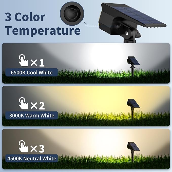 Solar Spot Lights Outdoor 12 Pack, [52 LED/ 6 Color Lighting] Solar Lights Outdoor Waterproof IP65 Dusk to Dawn Solar Powered Landscape Spotlights for Outside Yard Garden Pathway Lawn