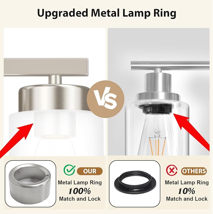 IZORRO Modern Bathroom Light Fixtures, 10 Light Brushed Nickel Vanity Lights, Bathroom Lighting Fixtures Over Mirror with White Glass for Living Room Cabinet Bedroom