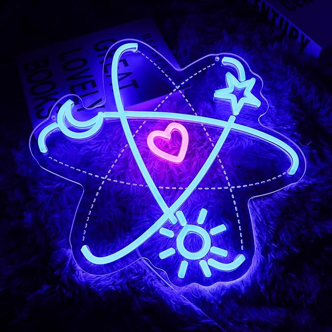 Atomic Neon Sign for Wall Decor Dimmable Atom Heart Led Sign for Bedroom Molecule Love Neon Light for Game Room Bar Laboratories Science Club Party Electrons Orbits Decoration