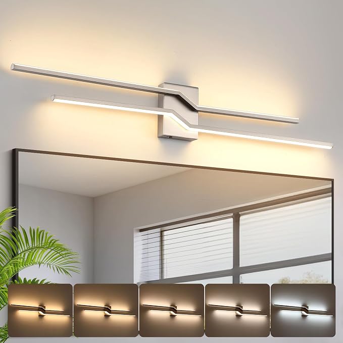 39.4 Inch Vnaity Lighting Led Bathroom Lights Over Mirror Brushed Nickel Dimmable 5CCT 36W Modern Bath Vanity Lights Bar Wall Sconces