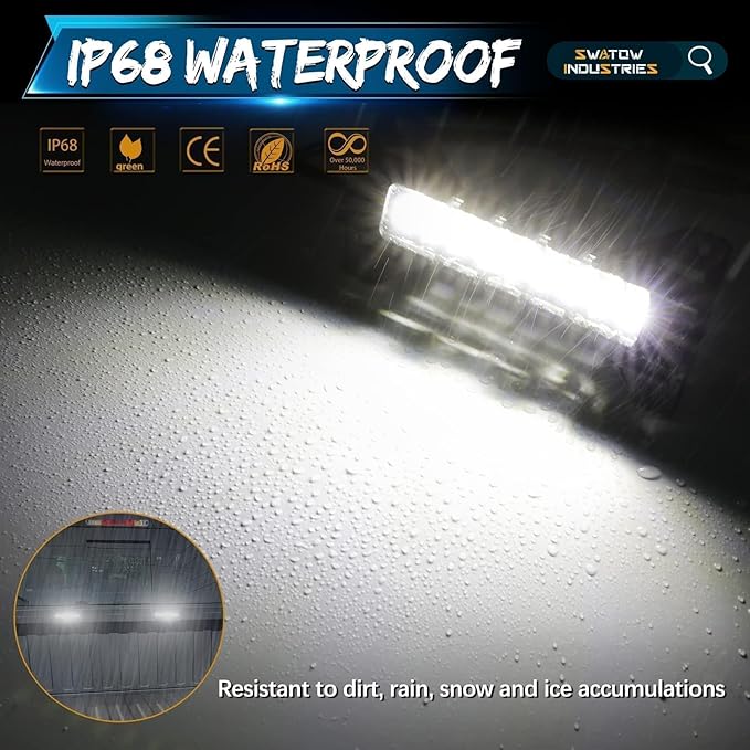 Truck Bed Lights 8 Pods, SWATOW INDUSTRIES Truck Bed LED Light Bar Kits w/Switch Rear Cargo Lights Truck Lighting Kits for Ram 1500 2500 Tacoma F150 F250 F350 Chevy Pickup Vans RVs - White