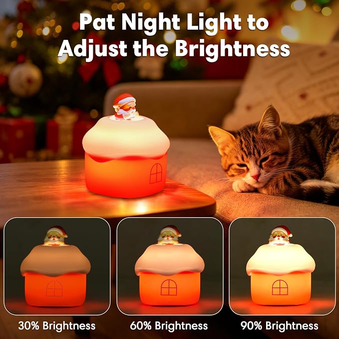 Dylviw Snow Hut Silicone Night Light, Kids Bedside Lamp with 7 Fun Sound Effects, Touch Dimming, 30-Min Auto-Off Timer, Volume Control, 1000mAh Battery, Toddler Bedroom Essential, Birthday Surprise