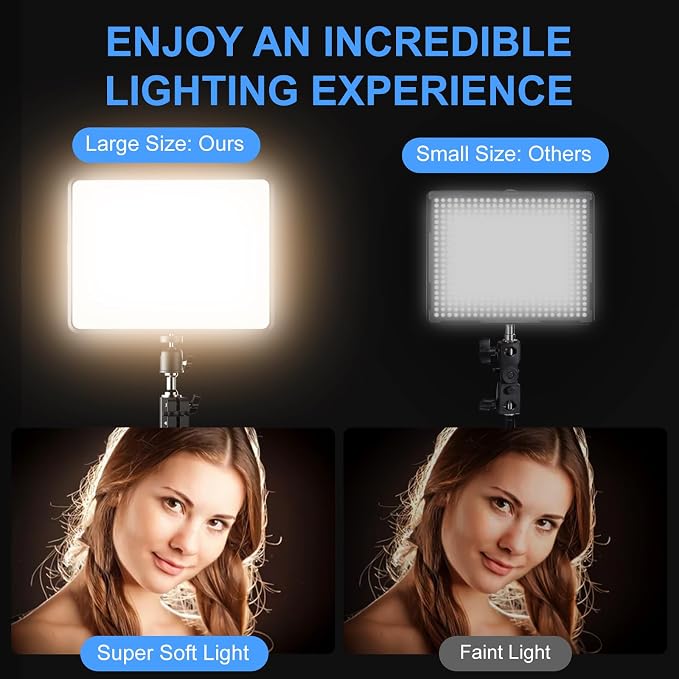 2 Packs Video Light Kit, LED Studio Light, 2700-6500K Dimmable Photography Lighting Kit with Tripod Stand&Phone Holder, 12" Rotating Streaming Light for Video Recording, Game Streaming, YouTube