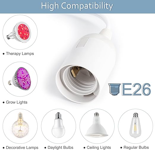 UL 15Ft Extension Hanging Lantern Cord Cable JACKYLED 4-Pack 360W with E26 E27 Socket On/Off Button Pendant Lighting