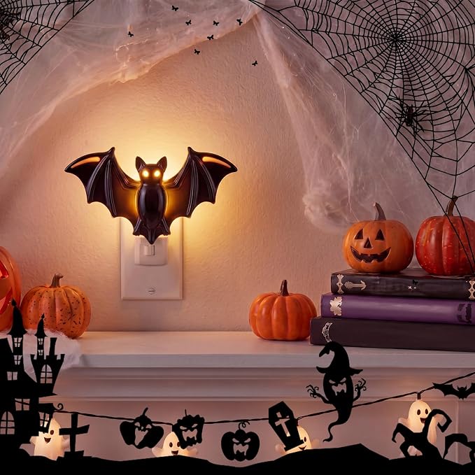 1 Pcs Night Light 3D Wall Nightlight with Auto On/Off Dusk to Dawn Sensor Decorative LED Night Lamp for Bedroom Bathroom Hallway Kids Room Home Decor (Bat)