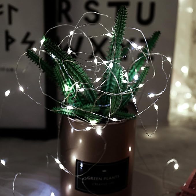 12 Pack Fairy Lights Battery Operated, 7FT 20 LED Mini String Light | Cool White Waterproof Silver Wire Twinkle Light Ideal for Wedding Centerpieces, Mason Jars, Party Table, Christmas Decoration