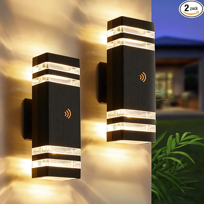 LMP Dusk to Dawn Outdoor Lighting, Wall Sconce with 5w LED Bulbs, Outside Lights for House IP65 Waterproof Aluminum Up and Down Outdoor Lights for House, Garage, Porch, Doorway