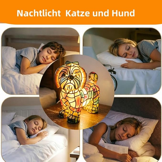 Shih Tzu table lamp,2026 new series of artistic table lamps,dyed resin vintage lion dog lamp,resin bedside table lamp, cute pet dog-themed LED lamp,suitable for bedrooms,cozy animal night light