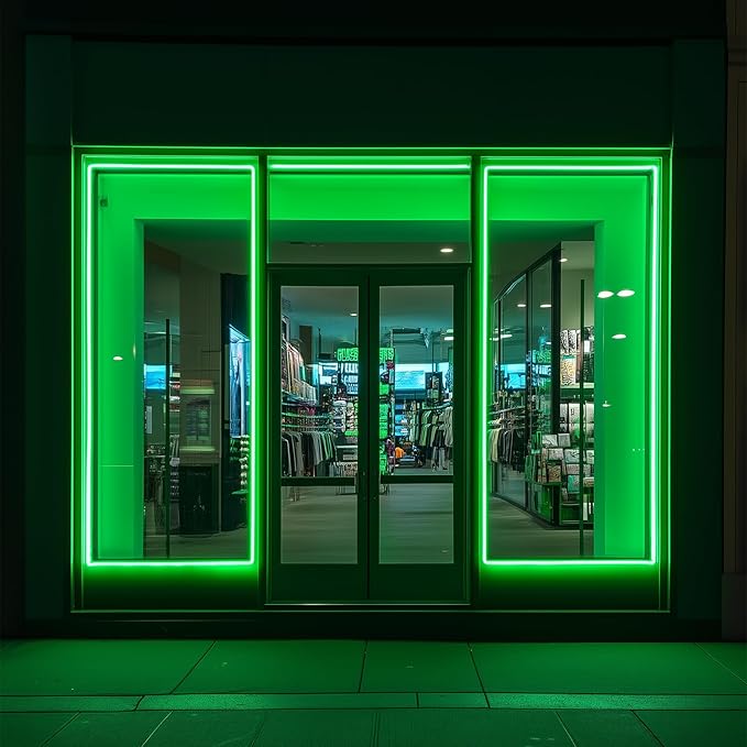 GZBtech Flexible LED Neon Rope Lights 66FT,AC 110-120V Waterproof Strip Light, 120 LEDs/M Cuttable Connectable Neon Lighting for Indoor Outdoor Home Decor/Commercial Building Use-Green 20M, ETL Listed