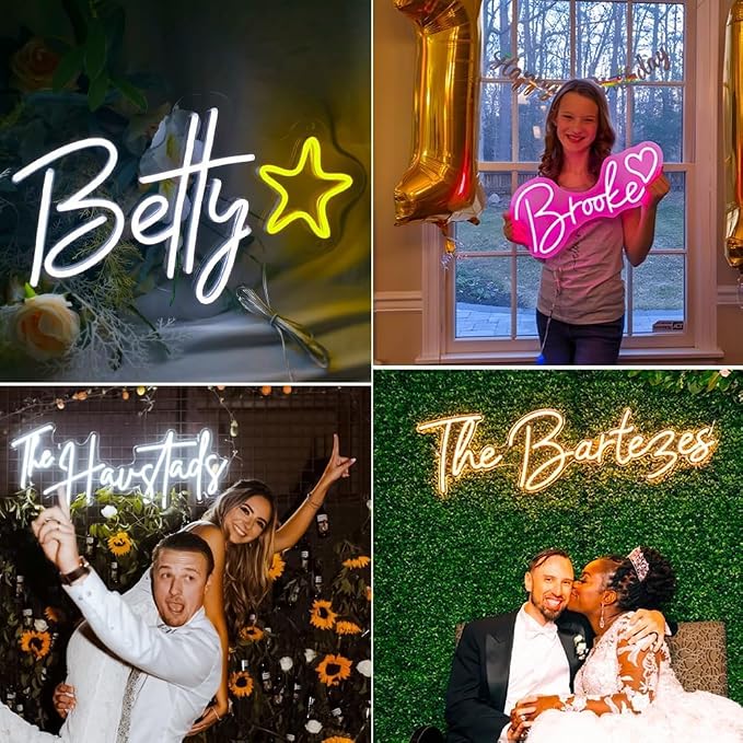 Custom Neon Signs,Personalized LED Neon Name Sign for Wall Decor | Dimmable, Wedding Backdrop, Birthday Party Bar Home Decor Name Logo