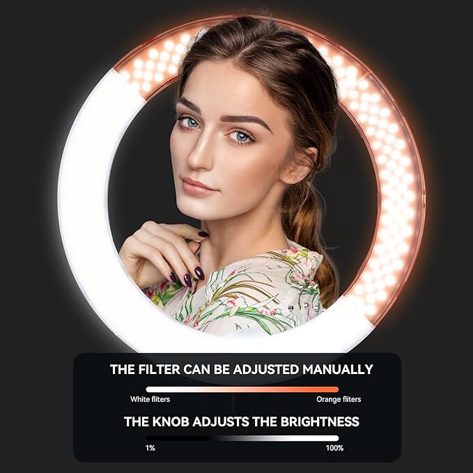Ring Light Kit 18 "/ 45cm 55W 5500k dimmable LED Light, 70inch Foldable Stand, Phone Clip, Short Video, Studio Video Photography Lighting, Spot Lights，Selfie and Live Streaming Available