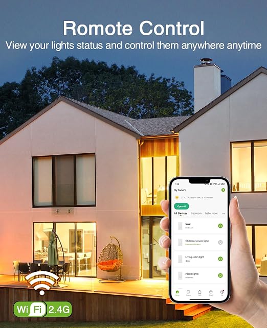 GHome Smart Dimmer Switch, Single Pole, 2.4GHz WiFi Dimmer Light Switch Works with Alexa and Google Home, Voice & APP Remote Control | Timer & Schedule | UL FCC Certified, Neutral Wire Required, White
