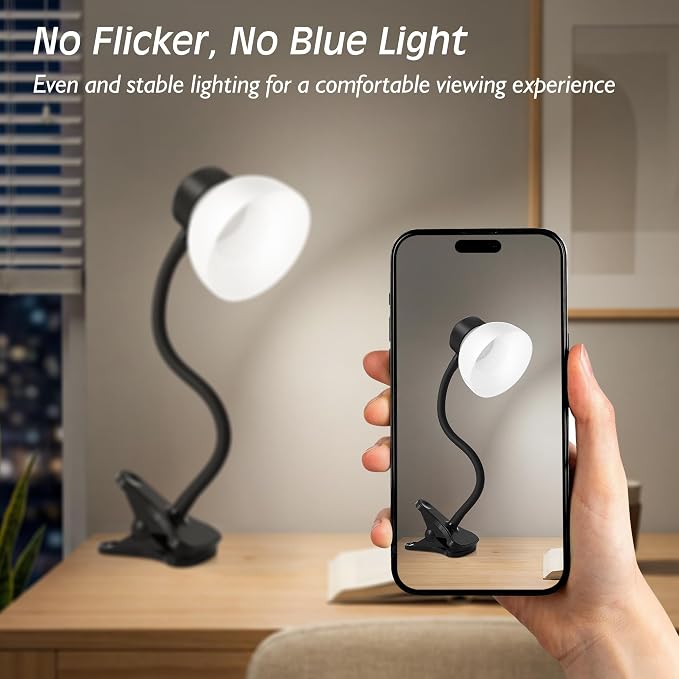 Desk Lamps for Home Office,Small LED Reading Lamp,5000K Eye-Care Desk Light | Clip On Desks Lamps for College Dorm, Kids Desk, Bed Headboard, Flexible Gooseneck, Compact Small Table Lamp