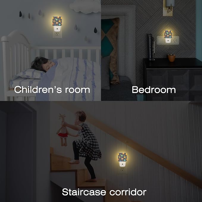 Cartoon Solar System Planets Night Light Plug into Wall,Space Stars Planets Dusk to Dawn Night Light Plug in,0.5w Energy Saving Sleep Friendly NightLight for Kids Boys Girls Home Decor