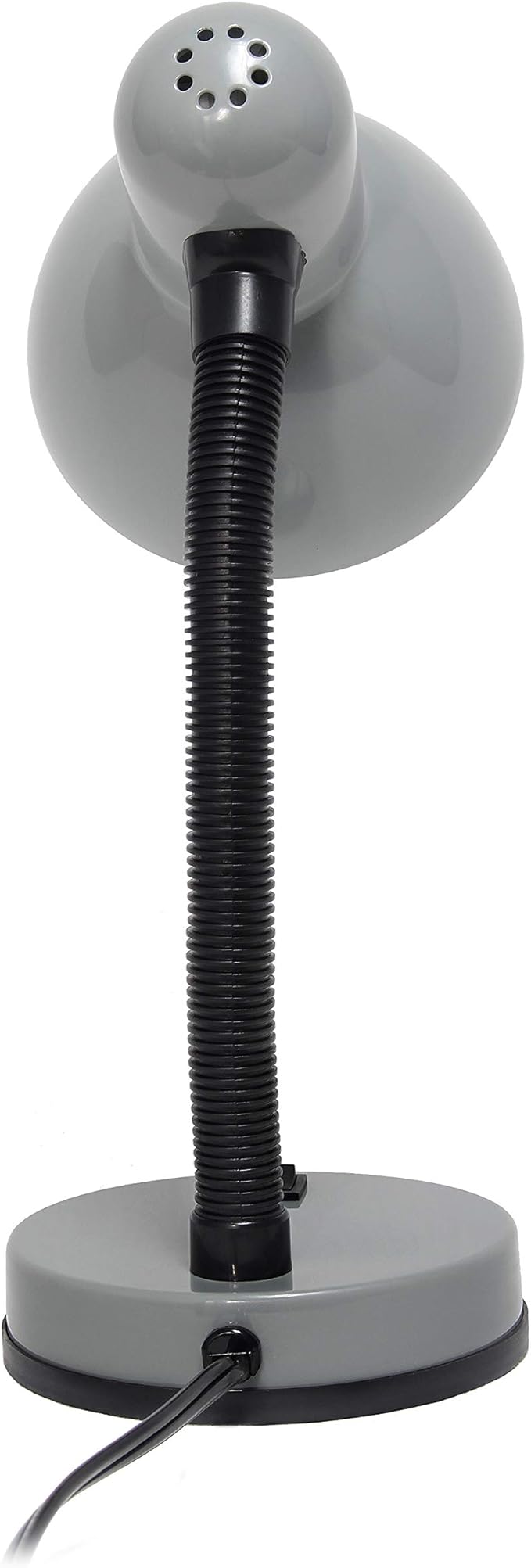 Simple Designs LD1003-SLV-LB 14.25" Basic Metal Desk Lamp with Flexible Hose Neck for Office, Living Room, Bedroom, College Dorm, Bookshelf, Silver, with Feit LED Bulb Included