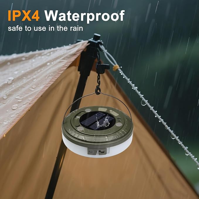 2-in-1 Solar Camping Lights String: 5 Modes IP65 Waterproof - 1200mAh Battery USB/Solar Charging for Outdoor Tents RV Hiking - Backyard Party Decor - 29.52ft