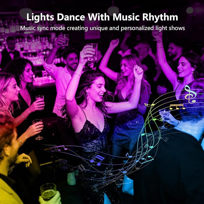 FONEWE Smart WiFi LED Lights 200 ft Remote Control Through APP Led Strip Lights Supports Alexa and Google Assistant Timing Function RGB Color Changing LED Lights for Bedroom and Party