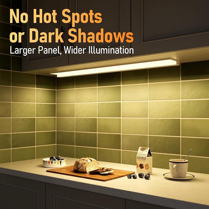 TORCHSTAR 2-Pack Ultra-Slim LED Under Cabinet Lighting Fits 42" Cabinets | 5CCT, Hardwired & Plug-in, 24W 1800LM, 120V CRI90 Linkable Dimmable Thin Under Counter Lights for Kitchen, ETL T24, White
