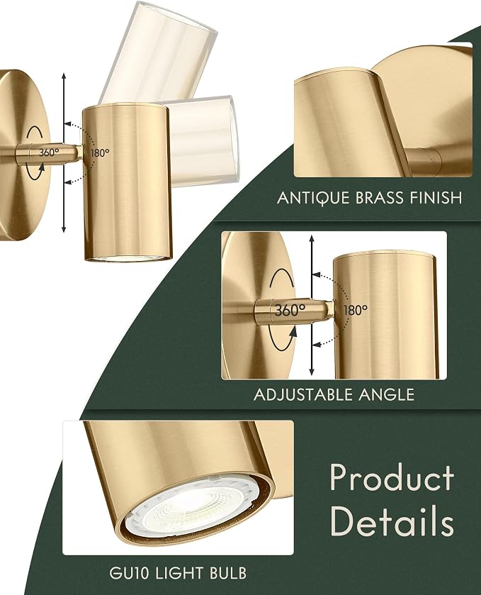 1-Light Wall Sconce,Indoor Up and Down Wall Lamp,Brass Gold | Indoor Wall Lighting for bedroom,hallway,living room,entryway