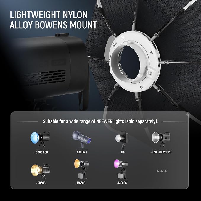 NEEWER 35.4'' Octagonal Softbox, Quick Release Parabolic Soft Box, NS92P | Bowens Mount, Diffusers, Grid, Bag Compatible with Aputure 120d Compatible with Godox SL60w NEEWER Q4 AS600B CB300B Q300