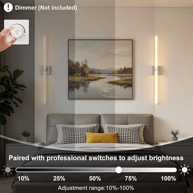 Bathroom Light Fixture LED Vanity Light 37.4" 5CCT Wall Sconce 35W | LED Dimmable Wall Light Nickel Modern 360° Lighting, Hardwired Vanity Light for Bathroom Mirror, Flicker-Free