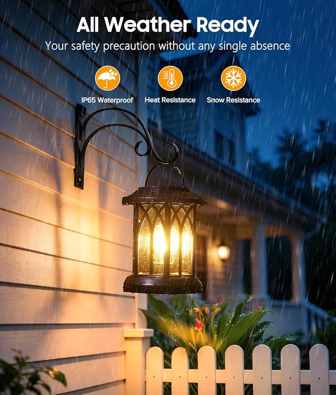 Solar Lantern Outdoor Lights with Metal Hooks, 6 Pack Upgraded Solar Lanterns Outdoor Waterproof, Hanging Solar Lights for Outside Decorative Yard Patio Path Porch Garden Decor