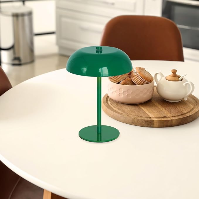 Portable LED Table Lamp, Cordless Dimmable Touch Table Light, Rechargeable Battery Operated Small Lamp with 3 Colors and Brightness Control for Bedroom/Patio/Bar/Coffee Shop (Green)