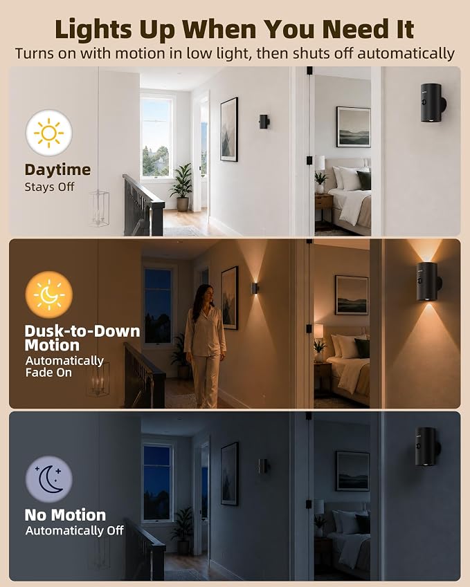 EZVALO Motion Sensor Wall Lights with Remote, Rechargeable, Peel and Stick | 3 Color Temps, 12 RGB Colors, Wireless, Magentic, 2 Pack LED Sconces for Hallway, Living Room