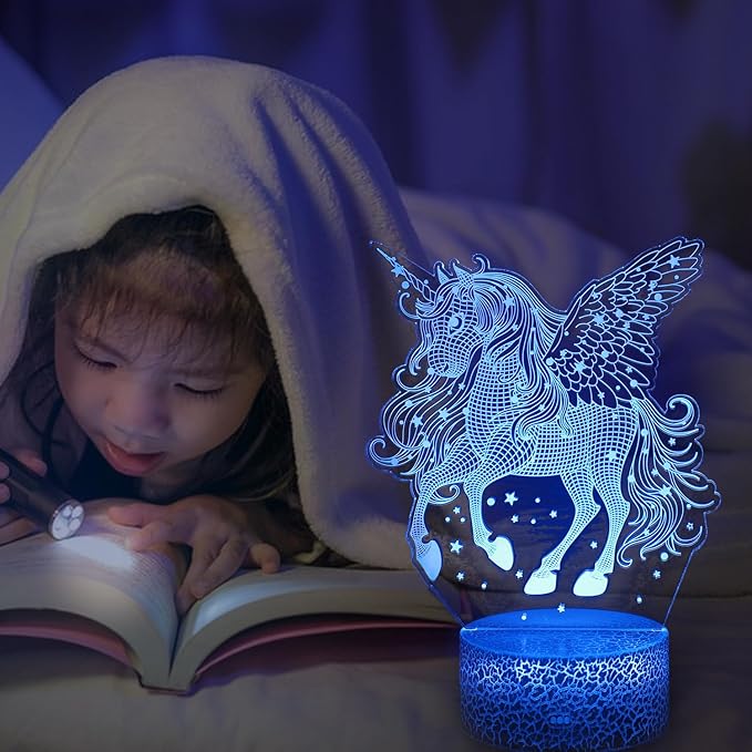 Unicorn Night Light for Kids, Unicorn Gifts for Boys Girls or Room Decor, Beauty 3D Illusion Lamp with 16 Colors Change Remote Control, Decorative Desk Lamp, Christmas Birthday Gift for Children