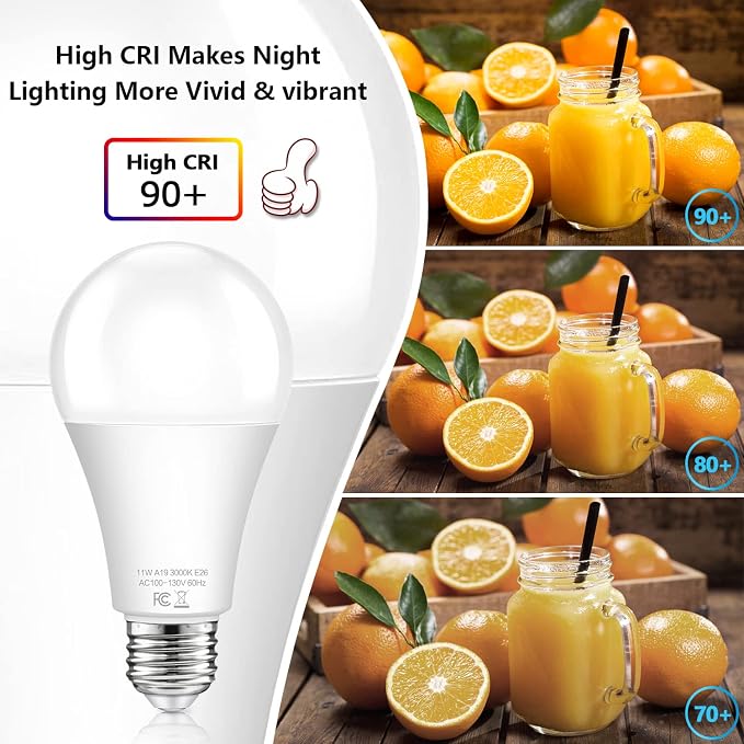 A19 Dusk to Dawn Sensor Light Bulbs Outdoor 100 Watt Equivalent, 11W Automatic On/Off LED Bulbs Warm White 3000K, 4-Pack 1200lumens Outdoor Smart Bulbs Photocell for Porch Garage Security, E26 Base