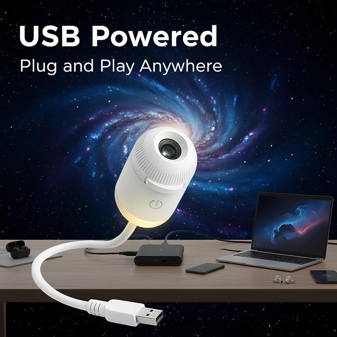 Galaxy Projector Night Light, Star Projector USB LED Starry Sky Ceiling Lamp, 12 Film Discs 360 Adjustable Planetarium Projector for Bedroom Adults, Night Light Projector for Room Mood Decor