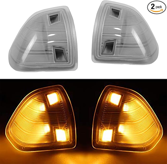LED Side Mirror Turn Signal Light Left Driver and Right Passenger Lamps Clear Cover Lens 68302828AA 68302829AA Compatible with Dodge Ram 1500 2500 3500 4500 5500 2010-2018 2Pcs Two Wire