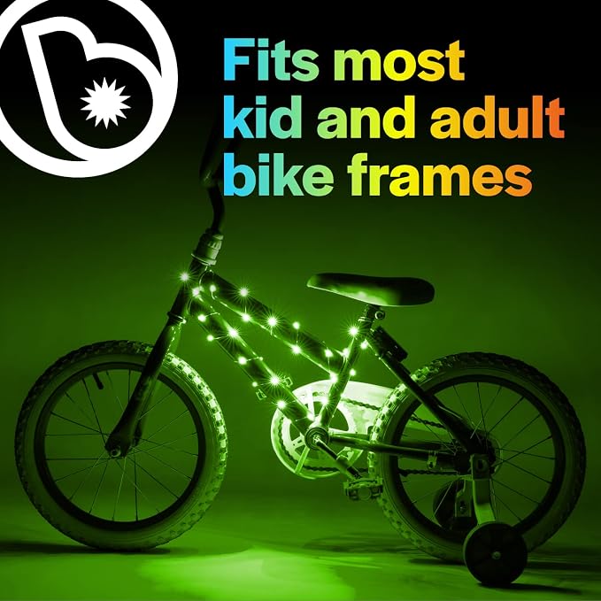 Brightz CosmicBrightz LED Bike Frame Rope Light - 6.5-Foot String Rope - Battery-Powered with On/Off Switch - Ultra Bright Color Keeps Your Ride Fun and Safe for Kids, Teens, & Adults
