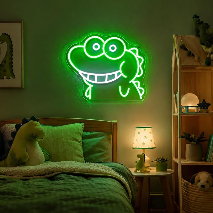 Neon Sign, Dinosaur Neon Signs for Wall Decor LED Signs Neon Light | Dinosaur Neon Sign for Bedroom, Kids Room, Gaming Room, Man Cave, Party, Bar, Home Decor, Boys Gift, Dimmable, USB Powered