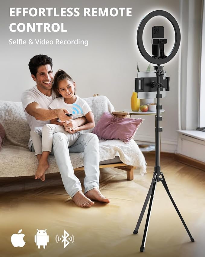 UBeesize 12" Ring Light with 74" Extendable Tripod Stand & iPad, Phone Holder, LED Circle Light with Phone,Tablet Holder for Video Recording, Photography, Live Stream, Makeup, Webcam, TikTok, YouTube