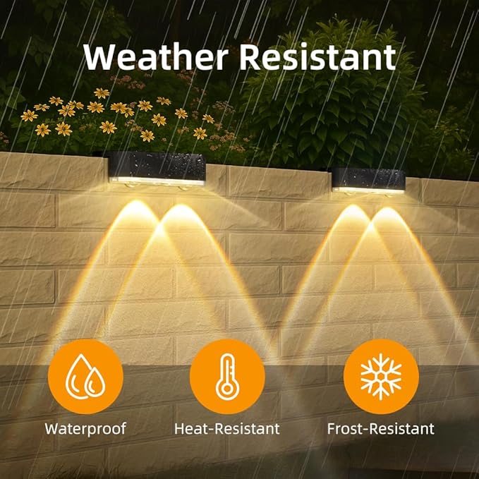 Peasur Solar Fence Lights Outdoor 8 Pack, Deck Light Solar Powered, Waterproof LED Step Lights for Railing Yard Patio Outside(Warm White)