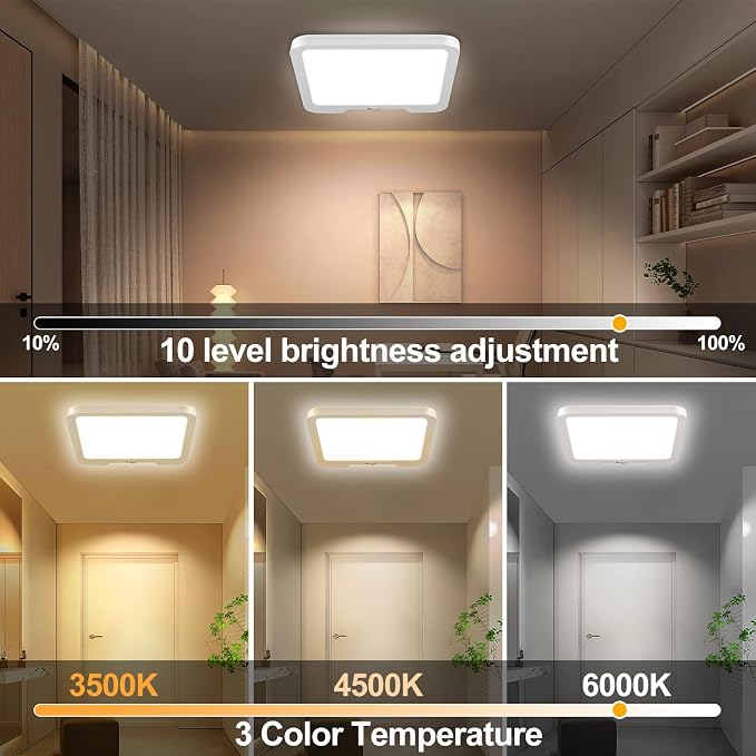 Rechargeable Motion Sensor Ceiling Light Wireless Closet Light with Remote | 3 Color Dimmable Magnetic Ceiling Lights for Pantry Shed Hallway Porch Garage Stairs