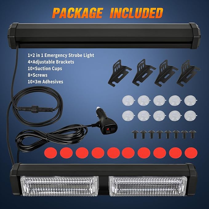 Nilight 40LED Amber Green Emergency Strobe Traffic Advisor Light Bar with Suction Cups Dash Safety Warning Hazard Flashing Lights Interior Front/Rear Windshield for Trucks Construction Vehicles | with Suction Cups Dash Safety Warning Hazard Flashing Li...