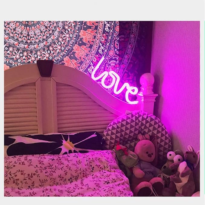 Neon Love Signs Light LED Love Art Dorm Decor Sign-Wall Decor-Table Decor for Valentine's Gift Girls Room Kids Room Living Room House Bar Pub Hotel Beach Recreational Battery or USB Powered Light