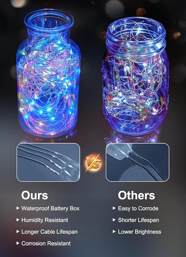 Minetom 33FT 100LED Multicolor Fairy Lights Battery Operated with Remote | Waterproof Twinkle Lights for Bedroom Dorm Patio Tapestry Backyard Garden Party Indoor Christmas Decoration