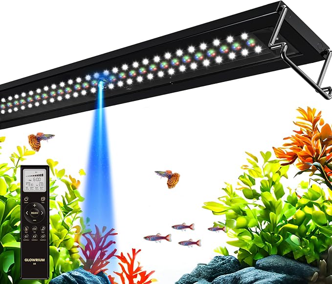 48-53in Freshwater Fish Tank Light, LED Aquarium Light with Moon | Auto Timer with Remote, IP67 Planted Tank Light, Full Spectrum Dimming RGBW+Moon, Fish/Plant/Moon Presets, Custom Mode