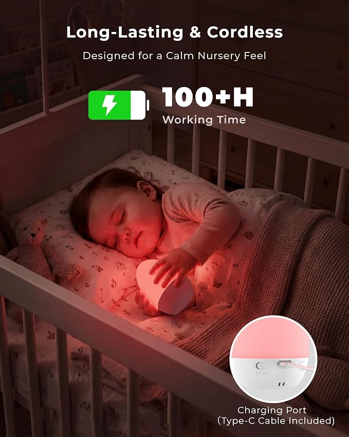 Egg Light for Nursery, Eye-Caring Touch Control Rechargeable Baby Night Light with 17 Color Modes, Dimmable Night Feeding Egg Light for New Parents & Kids Bedroom