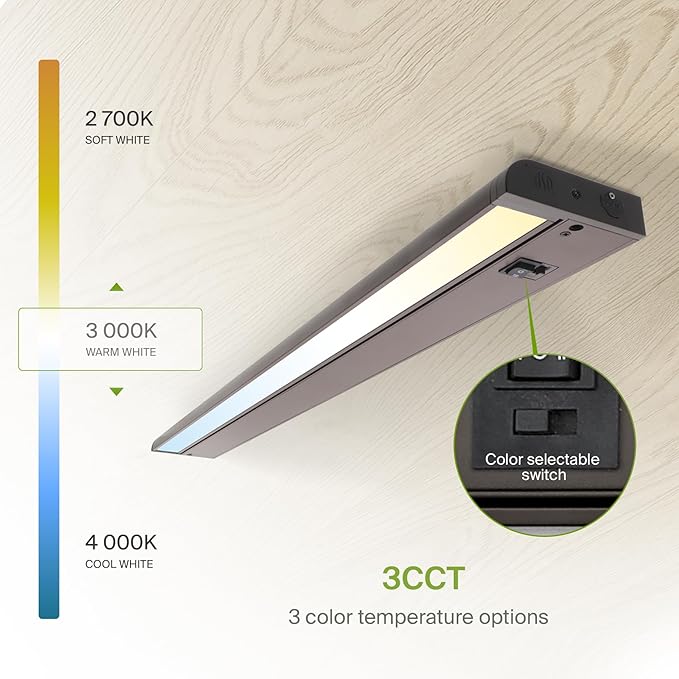 ASD Swivel LED Under Cabinet Lighting Bronze, 32 Inch 16W, Hardwired or Plug-in, 2700K/3000K/4000K, Hi/Low Switch, Rotatable Lens, Dimmable Linkable Under Counter Light for Kitchen, ETL & Energy Star