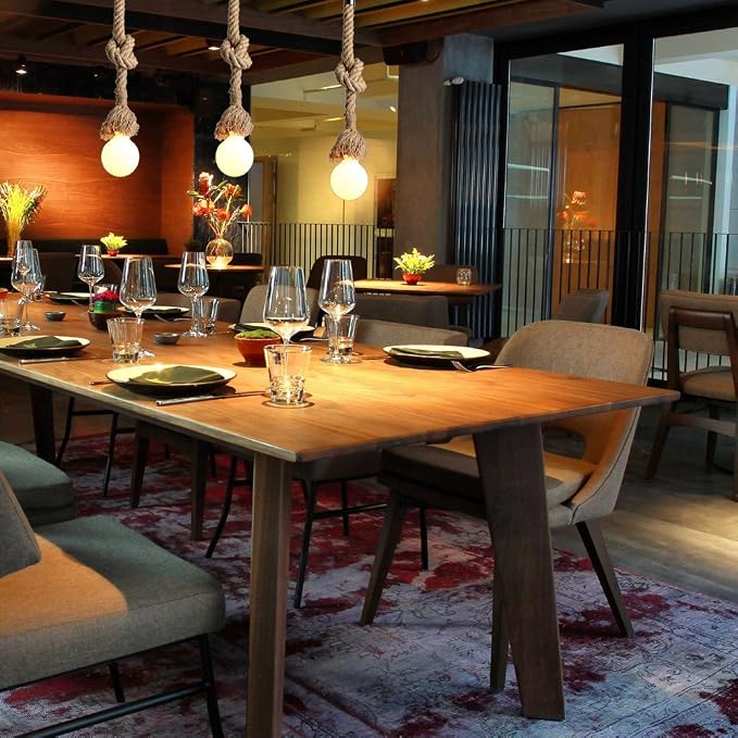 1 Head 1 Meter Vintage Hemp Rope Pendant Light Fixture E26/E27 Base, Vintage Ceiling Light Lamp,Retro Style for Dining Hall Restaurant Bar Lighting,110~130V, (Bulb not Included) (Pack of 2)
