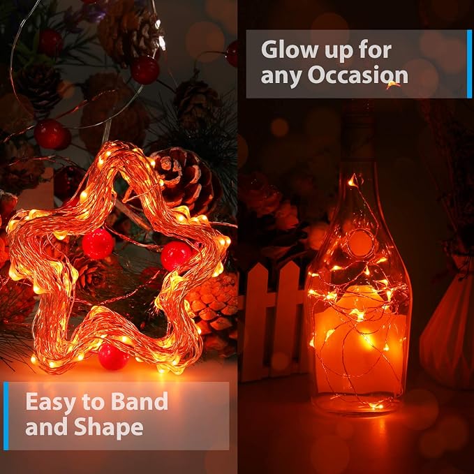 Ariceleo Halloween USB LED Fairy String Light, 1 Pack Copper Wire Fairy Lights for Indoor, Bedroom Festival Christmas Wedding Party Patio Decorative Window with USB Interface (32ft./10M,Orange)