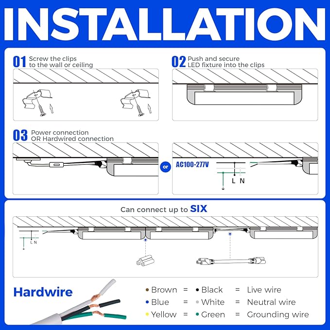 Barrina LED Shop Light 4FT, 40W 5500LM 6500K, Linkable, Integrated T8 Fixture, V Shape Ceiling Light for Garage, Warehouse, Workshop, 10 Packs